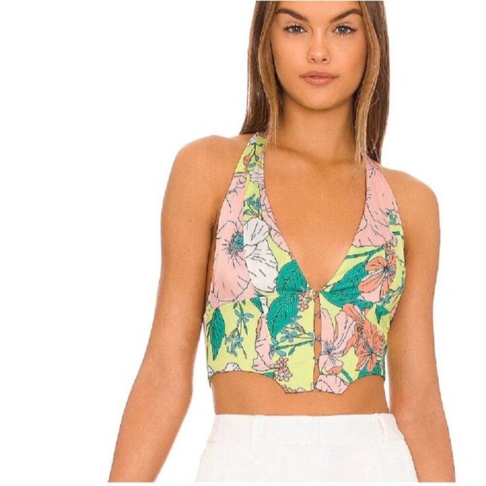 AFRM Ramona Halter Top Spring Lime Floral